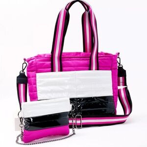THINK ROYLN Pink, White, and Black Tote Bag Set